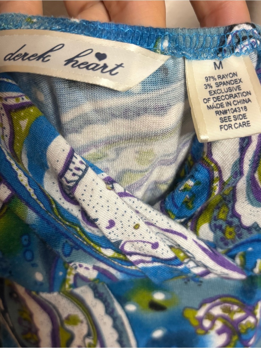 Y2K Derek Heart Blue Paisley Empire Waist Sundress Boho Beach Dress M Indie boho - Picture 4 of 7